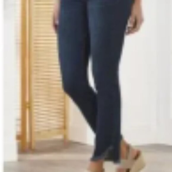 Soft Surroundings High Rise Raw Step Hem Skinny Fit Denim Jeans Sz 10 - Picture 2 of 13